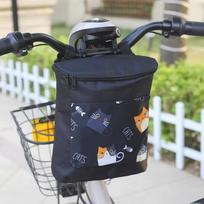 Versatile Oxford Fabric Bike Handlebar Bag  Large Capacity Zippered Front Storage for Bike Electric & Motorcycles Bicycle Bag black