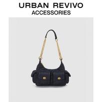 URBAN REVIVO 2026 Spring Denim Chain Shoulder Bag One Size