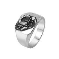 316L Stainless Steel Jewelry Polishing Solid Scorpion Punk Biker Men Boys Ring 8 sidabras