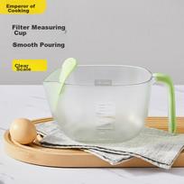 COOKER KING Rice Washing Tool, Egg Liquid Filter Measuring Cup with Scale And Filter, Food-Grade Baking, Thickened Green 1300ml