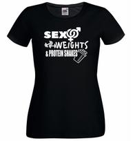 Unisexs Weights And Protein Shakes Gym Workout Fitness Black Lady Fit TShirt 2XL