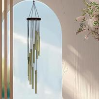 1Pcs New 12 Tubes Aluminum Alloy Wind Chimes With Hook Gold Silver Bells For Outdoor Home Wedding Party Memorial Decoration Gift auksas