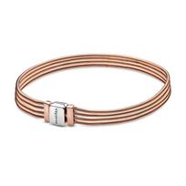 Pandora Reflexions multi-turn snake bracelet for women, rose gold 19cm auksas