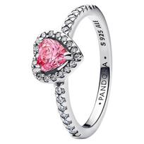 Pandora Original design 925 silver synthetic cubic zirconia ring for women pink Pink 54MM mirror jewelry box sidabras
