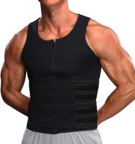 Sauna Vest for Men With Waist Trainer Zipper Neoprene Sauna Sweat Suit Tank Top Workout Waist Trimmer Vest S juoda