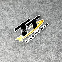 Car Stickers Applique Motorcycle Helmet Racing Bike Decal Tape or TT Isle of Man 12x6cm white
