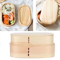 Wooden Material Japanese Bento Box With Divider Double Layer Lunch Box  For Picnic abrikosas