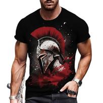 Vintage Men Short Sleeve Tshirt Spartan Knight 3d Printing Graphic Daily Street Summer Oversized Tops Male Shirts T Clothing2 S balta