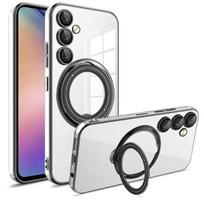 Phone Case for Samsung Galaxy A16 A06 A55 A35 A25 A15 A05S Transparent Plating TPU Slim Shockproof Case with 360° Rotatable Stand for Samsung Galaxy A16 juoda