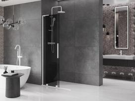 Mexen Velar L stumdoma dušo sienelė Walk-in 110 x 200 cm, grafitas 8 mm, balta - 871-110-003-43-20
