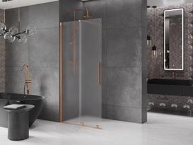 Mexen Velar stumdomos dušo sienelės Walk-in 75 x 200 cm, šerkšnas 8 mm, šepečiu valyta varis - 871-075-000-33-65