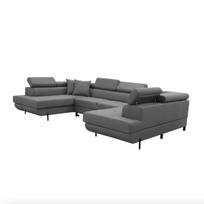 Kampinė sofa U formos su miegojimo funkcija EDI, pilka