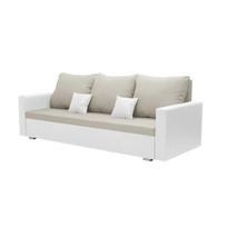 Trivietė sofa su miegojimo funkcija EKO, šviesi smėlio/balta