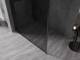 Mexen Kioto-F dušo sienelė Walk-in su rėmeliu 90 x 202 cm, grafitas 8 mm, juoda - 800-090-104-70-40
