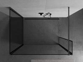 Mexen Kioto dušo sienelė Walk-in 120 x 100 x 40 cm, juodas rėmelis, gun metal - 800-120-100-221-95-70-040