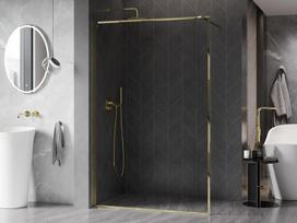 Mexen Kioto-F Dušo sienelė Walk-in su rėmu 120 x 202 cm, permatoma 8 mm, auksinė - 800-120-104-50-00