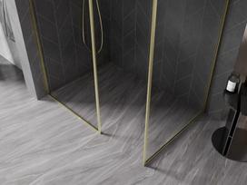 Mexen Kioto-F Dušo sienelė Walk-in su rėmu 130 x 90 cm, skaidri 8 mm, auksinė šlifuota - 800-130-202-04-55-090