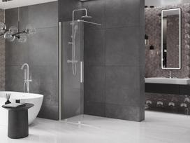 Mexen Velar stiklinė stumdoma dušo siena Walk-in 85 x 200 cm, skaidri 8 mm, šlifuotas nikelis - 871-085-000-03-97, 85 x 200 cm