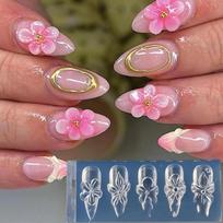 3D pavasario gėlių nagų silikoninis nagų drožybos formelis lelija hibiskas dervos dizainas nagų dailės spaudimo trafaretas „pasidaryk pats“ manikiūro formelių įrankiai