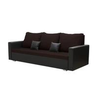 Trivietė sofa su miegojimo funkcija EKO, tamsiai ruda/juoda