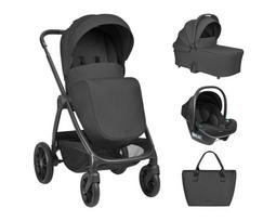 Vežimėlis 3in1 KikkaBoo Modena Black 2027, nuo gimimo iki 22 kg, lengvas, su apsukama sėdyne