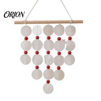 Seaside Home Decor Handmade Natural Seashell Wind Chime, Retro Rope Knot & Wooden Ring, Nautical Outdoor Clear Tinkling Sound, Coastal Hanging B