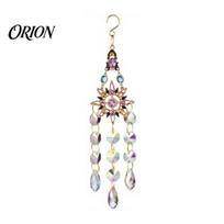 Elegant Outdoor Decor Silver Crystal Wind Chime Suncatcher, Star Moon Heart Prism Hanging Decorative Ornament, Rainbow Light Catcher for Window Patio A