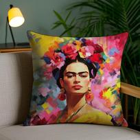 F-Fridas Painting Art Cushion Cover Soft Short Plush Double-Sided Printing Home Decor Machine Washable Pillow Case Gift Peach skin 18*18(CM)-1Pcs