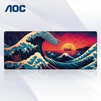 AOC Gaming Long Mouse Pad, Extra Large 1000*400*3mm, Thickened with Locked Edges, Office Keyboard Computer Desk Pad M191, Ukiyo-E Black