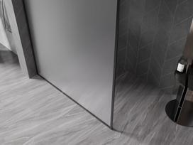 Mexen Kioto-XF dušo siena Walk-in su rėmeliu 150 x 202 cm, matinis 10 mm, juoda - 800-150-104-70-30-X