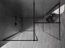 Mexen Kioto-XF dušo sienelė Walk-in su rėmu 100 x 100 cm, permatoma 10 mm, juoda - 800-100-202-04-70-100-XF
