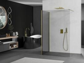 Mexen Kioto dušo sienelė Walk-in 110 x 70 cm, permatoma, auksinė šlifuota - 800-110-212-55-00-070