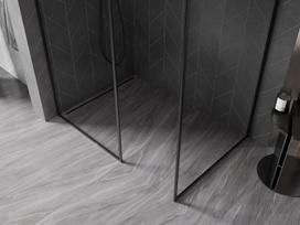 Mexen Kioto-F dušo sienelė Walk-in su rėmeliu 130 x 85 cm, skaidri 8 mm, juoda - 800-130-202-04-70-085