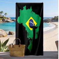 Brazilijos nacionalinės futbolo rinktinės spausdintas paplūdimio rankšluostis Greitai džiūstantis minkštas rankšluostis Nešiojama didelė stačiakampė paplūdimio antklodė kelionėms, baseinui 70cmx140cm(27x55inch)