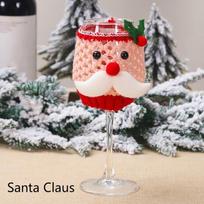 Kalėdinės vilnonės vyno taurės rinkinys Vyno butelių rinkinys Kalėdų Senelis Sniego senis Kalėdinės stalo dekoracijos Santa Claus