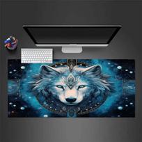 Wolf Head Mousepad Desk Pad Large Gaming Mouse Pad Gamer Ofice Mat Mouse Pad Light Gaming Room Desk Mat Unisex 30cmx60cm(11.8x23.6inch)