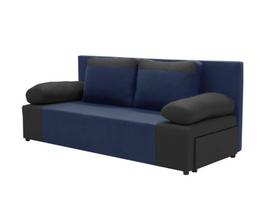 Trivietė sofa su miegojimo funkcija Soni, tamsiai mėlyna/juoda