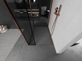 Mexen Kioto dušo siena Walk-in 140 x 120 x 40 cm, juodas rėmelis, rožinis auksas - 800-140-120-221-60-70-040
