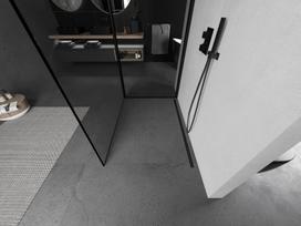 Mexen Kioto dušo sienelė Walk-in 120 x 100 cm, juodas rėmas, juoda - 800-120-212-70-70-100