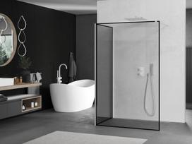 Mexen Kioto dušo sienelė Walk-in 130 x 100 cm, juodas rėmas, baltas - 800-130-212-20-70-100