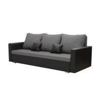 Trivietė sofa su miegojimo funkcija EKO, pilka/juoda