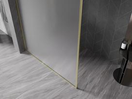 Mexen Kioto-XF dušo sienelė Walk-in su rėmu 110 x 202 cm, matinė 10 mm, auksinė šlifuota - 800-110-104-55-30-X