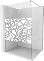 Mexen Kioto dušo sienelė Walk-in 130 x 200 cm, baltas raštas 8 mm, šlifuotas nikelis - 800-130-101-97-85