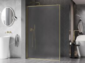 Mexen Kioto-F dušo sienelė Walk-in su rėmeliu 70 x 202 cm, matinė 8 mm, auksinė šukuota - 800-070-104-55-30