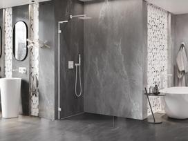 Mexen Lunar L vonios sienelė Walk-in kairinė 90 x 200 cm, permatoma 8 mm, balta - 830L-090-000-20-00-L