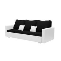 Trivietė sofa su miegojimo funkcija EKO, juoda/balta
