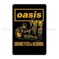 Oasis Cigarettes And Alcohol Gold Summer Vibe Metal Sign Home Wall Mural Wall Cave Pub Designing Tin Sign Poster 20x30cm（7.8x11.8inch）