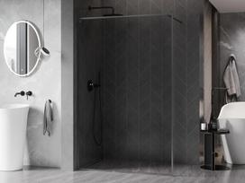 Mexen Kioto-F dušo siena Walk-in su rėmu 180 x 202 cm, skaidri 8 mm, šešėlio pilka šlifuota - 800-180-104-66-00