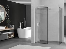 Mexen Kioto dušo sienelė Walk-in 150 x 70 cm, juodas rėmas, balta - 800-150-202-20-70-070