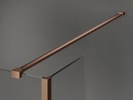 Mexen Kioto dušo sienelė Walk-in 120 x 110 x 40 cm, juodas rėmelis, šlifuotas varis - 800-120-110-221-65-70-040